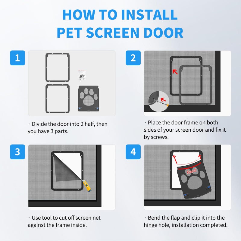 NAMSAN Cat Screen Door, Flap Opening 8 x 10 inches, Cat Door for Screen Door, Magnetic Self-Closing Small Pet Door for Sliding Door, Window Screen Door with Doggie Door Built in, Lockable, Black - Image 5